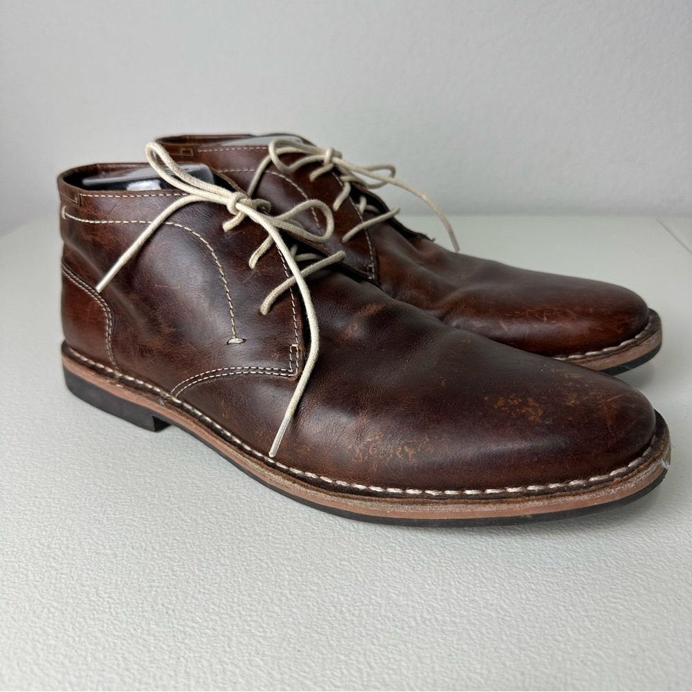 Steve Madden Men’s Brown Ivon Leather Lace Up Chukkas Chukka Boots Size 9.5